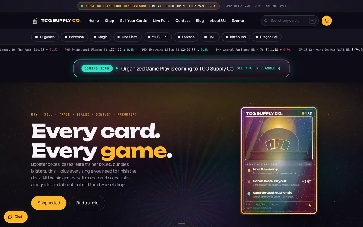 TCG Supply Co website